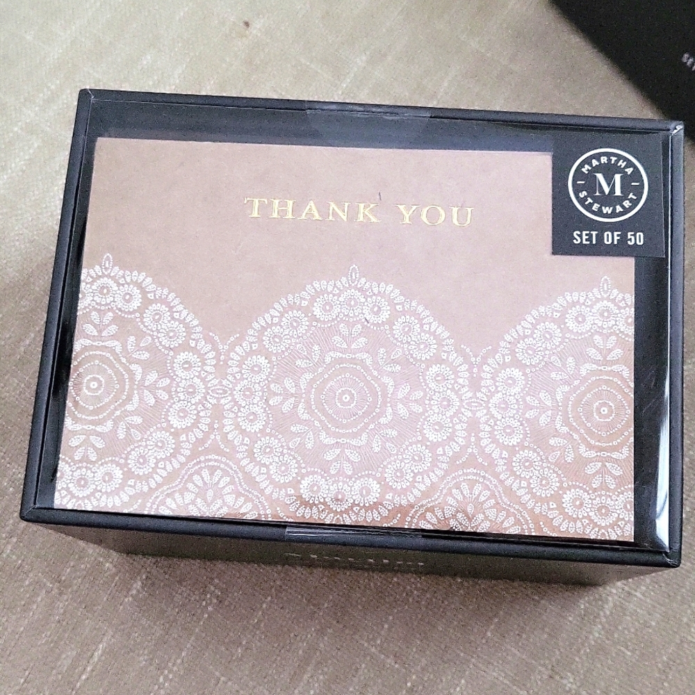 Martha Stewart Thank You Notecards Set of 50 Stationary New in Box